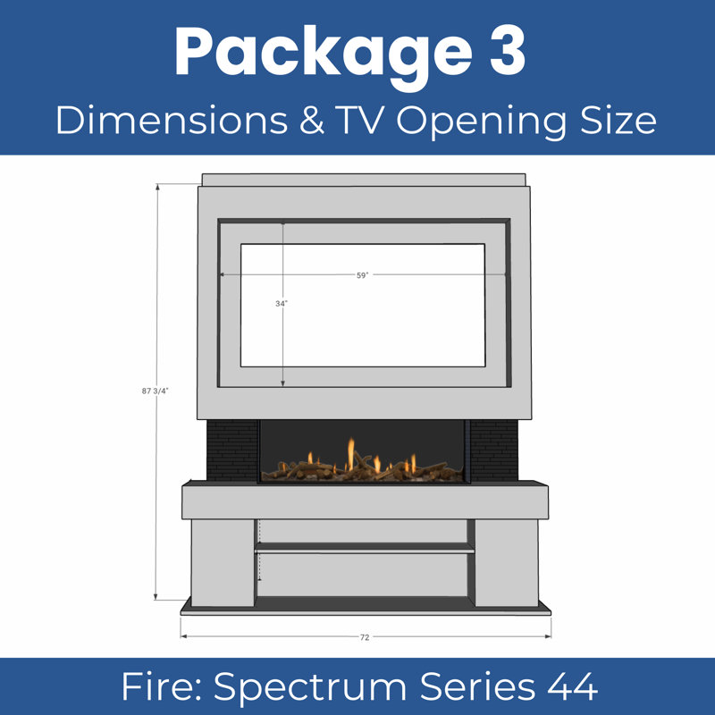 Evolution Fires PreBuilt Media Wall Package 3 Includes 44 Inch